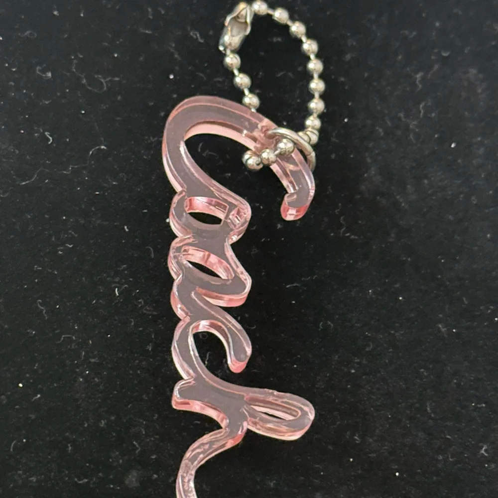 Coach Pink Script Keychain -‎ Bag Charm Authentic Coach ACCESSORY!